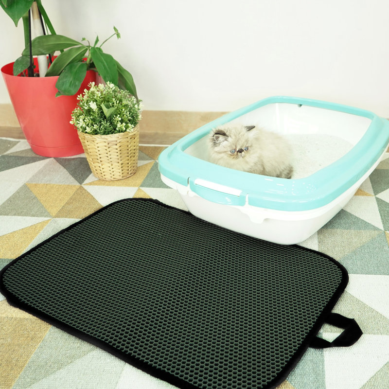 sussexhome Cat Litter Mat For Litter Box Double Layer Washable Cat Litter Trapping Mat Paws